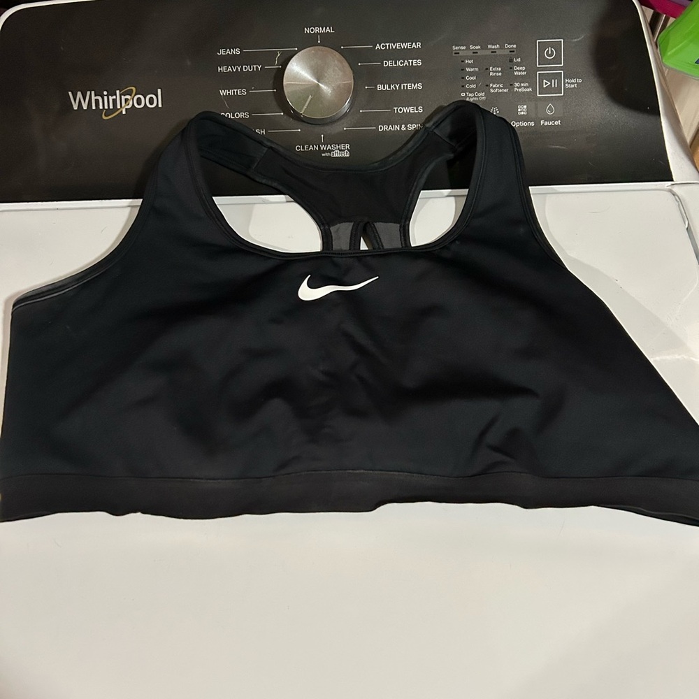 Nike Women's Black Sports Bra with White Logo